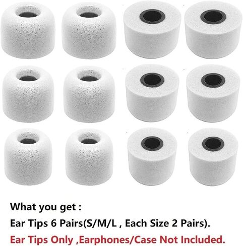 Memory Foam Ear Tips Compatible with Sony WF-1000xm5 1000xm4 WF-C700n Replacement Ear Tips, Perfect Noise Cancellation, Fit in Case, S/M/L 6 Pairs Foam Tips Black (515B) in Kuwait