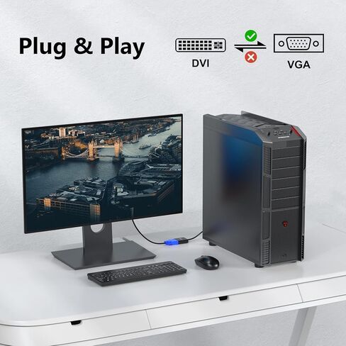 محول DteeDck DVI إلى VGA 2 حزمة، محول DVI VGA ذكر إلى أنثى لمراقبة بطاقة الرسومات وجهاز عرض سطح المكتب HDTV in Kuwait