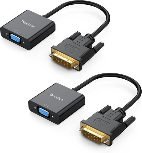 محول DteeDck DVI إلى VGA 2 حزمة، محول DVI VGA ذكر إلى أنثى لمراقبة بطاقة الرسومات وجهاز عرض سطح المكتب HDTV in Kuwait
