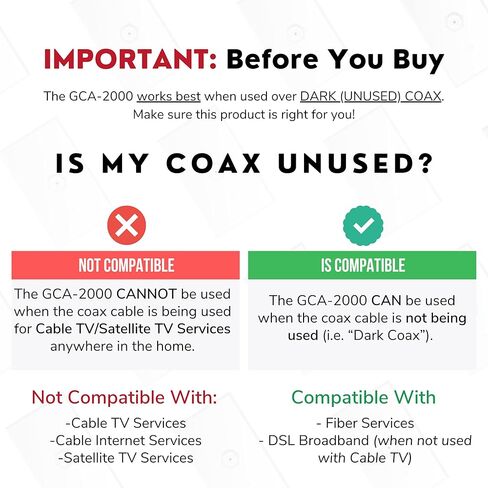 Nexuslink G.hn Ethernet Over Coax Adapter | 2000 Mbps, Fast and Secure Network Performance, Online Gaming and Streaming in Hard-to-Reach Locations, Single Device (GCA-2000) in Kuwait
