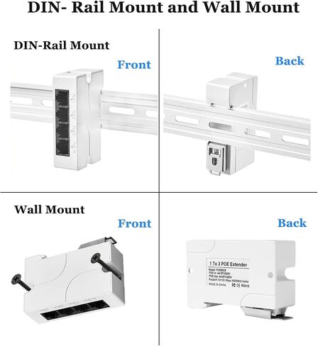 Revotech 3 Port PoE Extender, POE Repeater 100 Meters(328 ft) Extender IEEE802.3af/at Compatible, 1 in 3 Out PoE Adapter Power POE Camera/PoE Device,10/100Mbps RJ45, Plug and Play(POE5005) in Kuwait