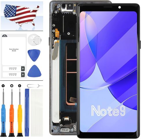 شاشة OLED بديلة لهاتف Samsung Galaxy Note 9 شاشة LCD تعمل باللمس لـ N960 SM-N960F، SM-N9600، SM-N960F، SM-N960U أجزاء إصلاح بديلة لتجميع الأرقام (أسود مع إطار، حجم صغير) in Kuwait