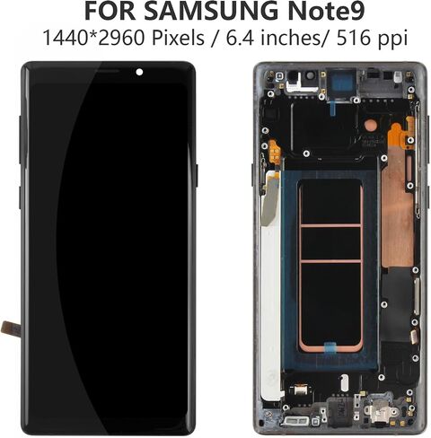 شاشة OLED بديلة لهاتف Samsung Galaxy Note 9 شاشة LCD تعمل باللمس لـ N960 SM-N960F، SM-N9600، SM-N960F، SM-N960U أجزاء إصلاح بديلة لتجميع الأرقام (أسود مع إطار، حجم صغير) in Kuwait