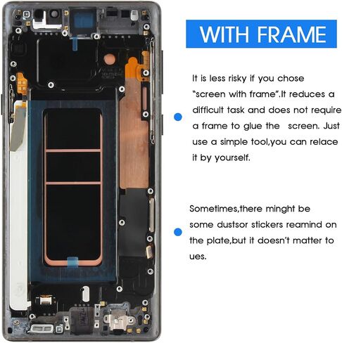 شاشة OLED بديلة لهاتف Samsung Galaxy Note 9 شاشة LCD تعمل باللمس لـ N960 SM-N960F، SM-N9600، SM-N960F، SM-N960U أجزاء إصلاح بديلة لتجميع الأرقام (أسود مع إطار، حجم صغير) in Kuwait