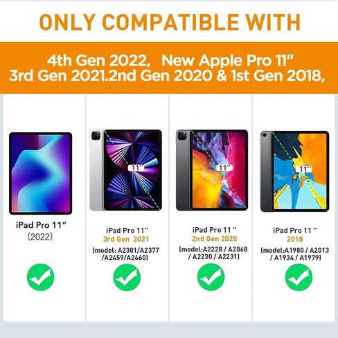 حافظة AICase لجهاز iPad Pro 11 بوصة الجيل الرابع/الثالث/الثاني/الأول 2022/2021/2020/2018، حماية ثلاثية الطبقات شديدة التحمل مقاومة للصدمات لجهاز Apple Pro 11 الجديد 4th 2022/3rd Gen 2021، الجيل الثاني 2020 والجيل الأول 2018 in Saudi Arabia