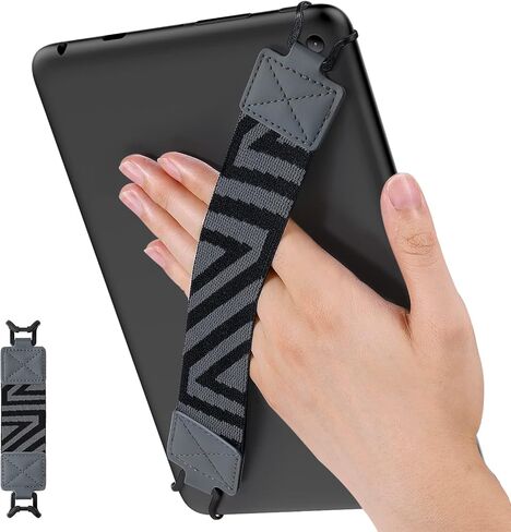 حزام يد موكو للأمان للكمبيوتر اللوحي مقاس 9-11 بوصة - iPad/iPad Pro/iPad Air/Kindle Fire HD/Samsung/Lenovo، حزام يد عالي المرونة ومتعدد الاستخدامات وخفيف الوزن وحامل لمقبض الأصابع، ذهبي وردي in Kuwait