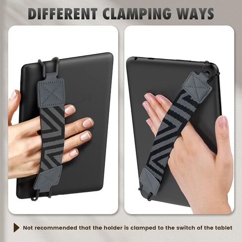 حزام يد موكو للأمان للكمبيوتر اللوحي مقاس 9-11 بوصة - iPad/iPad Pro/iPad Air/Kindle Fire HD/Samsung/Lenovo، حزام يد عالي المرونة ومتعدد الاستخدامات وخفيف الوزن وحامل لمقبض الأصابع، ذهبي وردي in Kuwait