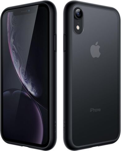 JETech Matte Case for iPhone XR 6.1-Inch, Shockproof Military Grade Drop Protection, Frosted Translucent Back Phone Cover, Anti-Fingerprint (Black) in Saudi Arabia
