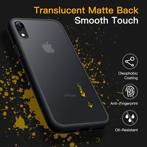 JETech Matte Case for iPhone XR 6.1-Inch, Shockproof Military Grade Drop Protection, Frosted Translucent Back Phone Cover, Anti-Fingerprint (Black) in Saudi Arabia