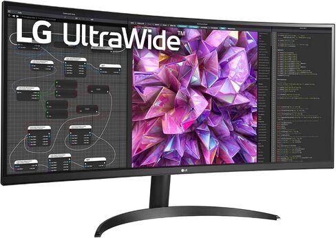 LG شاشة منحنية الترا وايد™ QHD IPS HDR 10 مع وحدة تحكم مزدوجة وتحكم على الشاشة، 34WQ60C-B.AUS، اسود in Kuwait