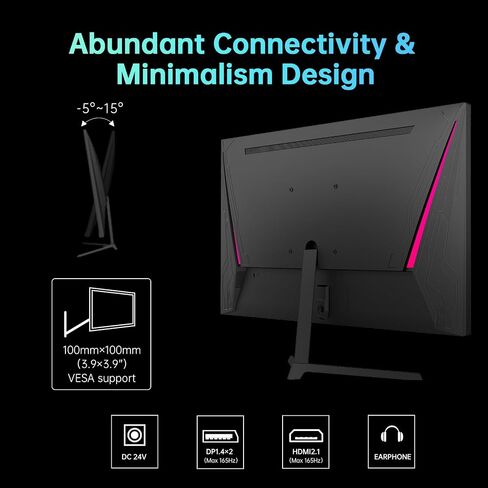 KTC 24inch Monitor, Fast IPS 1080p 144Hz 165Hz 1ms, 125.25% sRGB, HDR, Borderless Gaming Monitor PC Monitor, FreeSync Premium & G-Sync, HDMI 2.0x2, DP1.4x2, Vesa Support, Eye Care for Gamers in Kuwait
