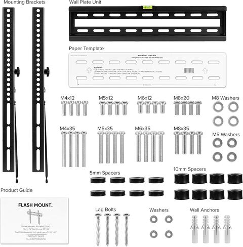 Flash Furniture FLASH MOUNT Tilt TV Wall Mount with Built-In Level - Max VESA Size 400 x 400mm - Fits most TV's 32" - 55" (Weight Capacity 120LB) in Saudi Arabia