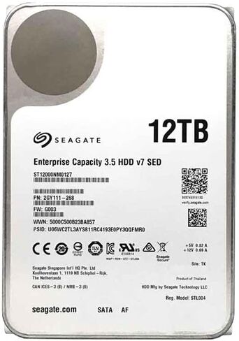 Seagate Exos x12 12TB SATA 6Gb/s 256MB Cache Enterprise Hard Drive 3.5in (ST12000NM0007) (متجدد) in Kuwait