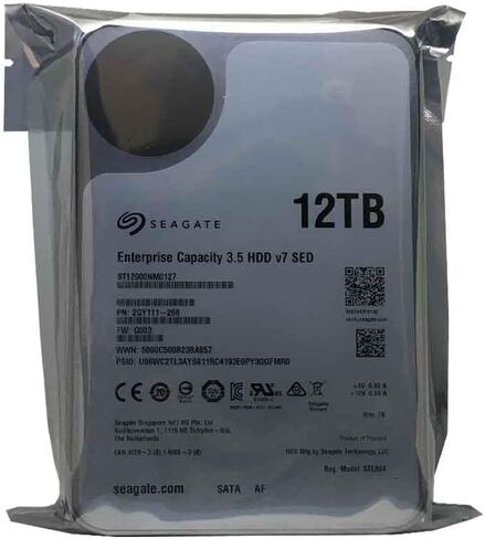 Seagate Exos x12 12TB SATA 6Gb/s 256MB Cache Enterprise Hard Drive 3.5in (ST12000NM0007) (متجدد) in Kuwait