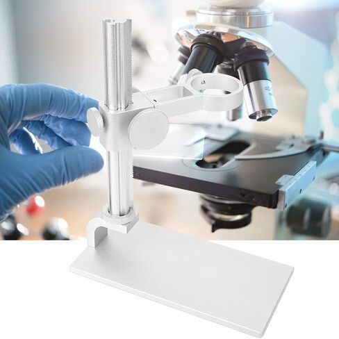 Microscope Stand, Aluminum Alloy Universal Adjustable Base Stand Holder Desktop Support Bracket, for 32-34mm in Diameter USB Digital Endoscope Microscope, Microscope Holder Accessory(White) in Saudi Arabia