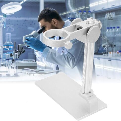 Microscope Stand, Aluminum Alloy Universal Adjustable Base Stand Holder Desktop Support Bracket, for 32-34mm in Diameter USB Digital Endoscope Microscope, Microscope Holder Accessory(White) in Saudi Arabia