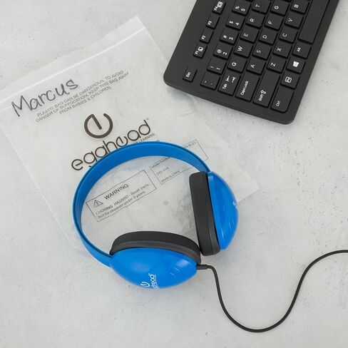 Egghead Heavy-Duty Kids' Headphones w/Tangle-Free Fabric Cord (Pack of 10) Blue, 3.5 mm Plug in Kuwait