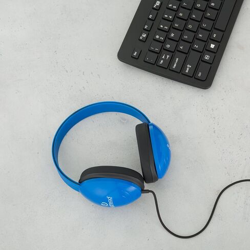 Egghead Heavy-Duty Kids' Headphones w/Tangle-Free Fabric Cord (Pack of 10) Blue, 3.5 mm Plug in Kuwait