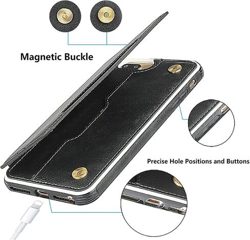 حافظة iCoverCase iPhone 8 Plus/7 Plus/6s Plus/6 Plus مع حامل فتحات للبطاقات وحزام معصم مصنوع من جلد البولي يوريثان الفاخر بمسند مغناطيسي وغطاء مقاوم للصدمات 5.5 بوصة (كاكي) in Kuwait