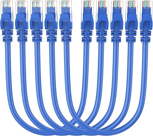 CableCreation Cat 6 Ethernet Cable 5 Pack 1ft، كابل شبكة الإنترنت التصحيح LAN Cable، 23 AWG سلك RJ45 عالي السرعة لجهاز التوجيه والمودم والكمبيوتر وكابل إيثرنت قصير 1 قدم، أزرق in Saudi Arabia