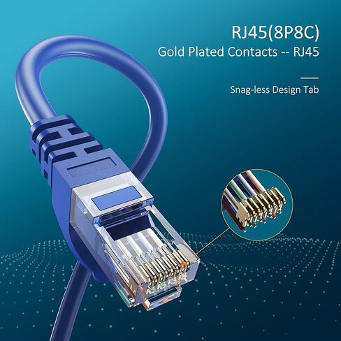 CableCreation Cat 6 Ethernet Cable 5 Pack 1ft، كابل شبكة الإنترنت التصحيح LAN Cable، 23 AWG سلك RJ45 عالي السرعة لجهاز التوجيه والمودم والكمبيوتر وكابل إيثرنت قصير 1 قدم، أزرق in Saudi Arabia