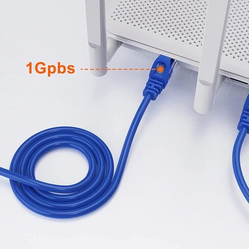 CableCreation Cat 6 Ethernet Cable 5 Pack 1ft، كابل شبكة الإنترنت التصحيح LAN Cable، 23 AWG سلك RJ45 عالي السرعة لجهاز التوجيه والمودم والكمبيوتر وكابل إيثرنت قصير 1 قدم، أزرق in Saudi Arabia