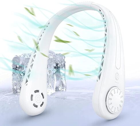 JETBUS Neck Fan Portable, 3 Speed Rechargeable Small USB Personal Fan, Hand Free Wearable Bladeless Necklace Mini Fans for Outdoor Sports Travel, Headphone Design (White) in Saudi Arabia