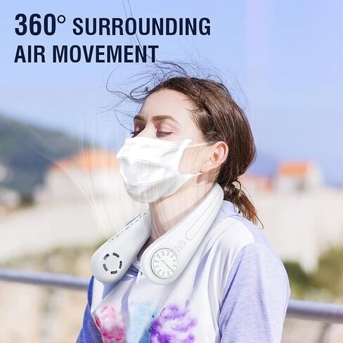 JETBUS Neck Fan Portable, 3 Speed Rechargeable Small USB Personal Fan, Hand Free Wearable Bladeless Necklace Mini Fans for Outdoor Sports Travel, Headphone Design (White) in Saudi Arabia