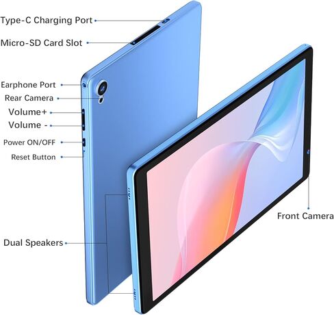 تابلت اندرويد 10 انش من ويتاب، نظام تشغيل M10 Android 12، ذاكرة 2+32GB، كاميرا مزدوجة، شاشة IPS 1280x800، معالج رباعي النواة، بطارية 6000 مللي امبير في الساعة، بلوتوث واي فاي (ازرق داكن) in Kuwait