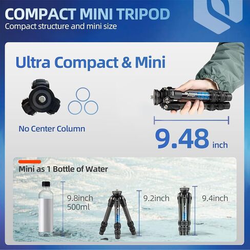 Fotopro 63" Carbon Fiber Tripod, Ultra Stable Lightweight Professional Travel Tripod with 360° Ball Head and Arca Swiss QR Plate for Camera, Max Load 22lbs, with Extension Tube in Saudi Arabia