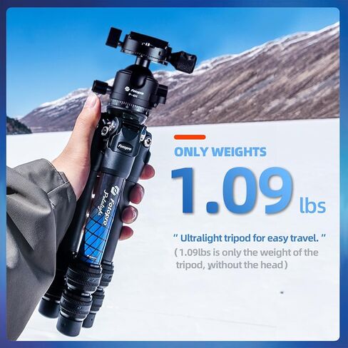 Fotopro 63" Carbon Fiber Tripod, Ultra Stable Lightweight Professional Travel Tripod with 360° Ball Head and Arca Swiss QR Plate for Camera, Max Load 22lbs, with Extension Tube in Saudi Arabia