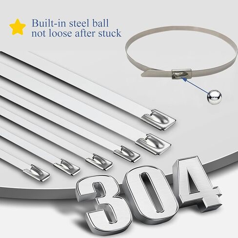 مجموعة أدوات ربط الكابلات المصنوعة من الفولاذ المقاوم للصدأ مقاس 11.8 بوصة من TR TOOLROCK، 200 قطعة، أربطة معدنية بسحاب مقاس 4.6 × 300 مم ومسدس كابل، مجموعة أدوات ربطات معدنية شديدة التحمل ذاتية القفل in Kuwait