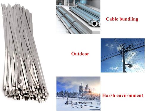 مجموعة أدوات ربط الكابلات المصنوعة من الفولاذ المقاوم للصدأ مقاس 11.8 بوصة من TR TOOLROCK، 200 قطعة، أربطة معدنية بسحاب مقاس 4.6 × 300 مم ومسدس كابل، مجموعة أدوات ربطات معدنية شديدة التحمل ذاتية القفل in Kuwait