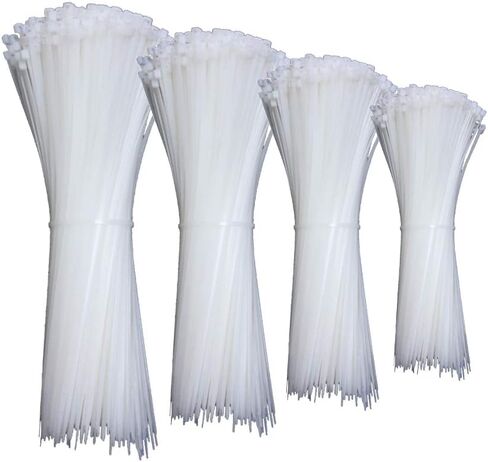 أربطة بسحاب متنوعة الحجم شفافة 4 6 8 10 بوصة روابط كابل أبيض شديد التحمل ربطات أسلاك بلاستيكية بسحاب للمنزل، المكتب، المرآب، سياج حديقة النباتات صياغة ورشة سفر 400 حزمة in Kuwait