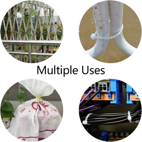 أربطة بسحاب متنوعة الحجم شفافة 4 6 8 10 بوصة روابط كابل أبيض شديد التحمل ربطات أسلاك بلاستيكية بسحاب للمنزل، المكتب، المرآب، سياج حديقة النباتات صياغة ورشة سفر 400 حزمة in Kuwait