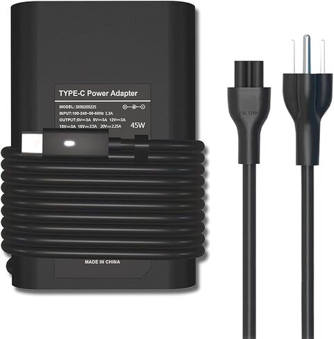 شاحن لشاحن الكمبيوتر المحمول Dell: محول طاقة سريع USB-C جديد بقوة 45 وات لجهاز Dell XPS 13 9365 9370 9380، Latitude 7275 7370 5175 5285 5290-2in1 7390-2in1، LA45NM150،0HDCY5 نوع C مزود سلك الطاقة in Kuwait