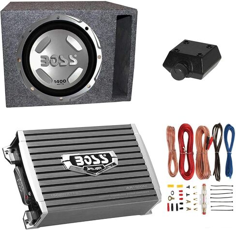 Boss Audio 12" 1400W Car Audio Subwoofer & 1500W Mono Class A/B Amplifier with 8 Gauge Wiring Kit & QPower Single 12" Vented Subwoofer Enclosure Box in Saudi Arabia
