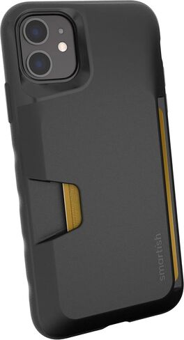 حافظة محفظة Smartish iPhone 11 - Wallet Slayer Vol. 1 [رفيع + واقي] حامل بطاقة الائتمان (حرير) - ربطة عنق سوداء in Kuwait