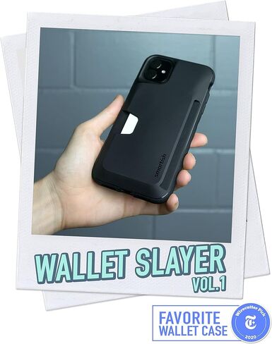 حافظة محفظة Smartish iPhone 11 - Wallet Slayer Vol. 1 [رفيع + واقي] حامل بطاقة الائتمان (حرير) - ربطة عنق سوداء in Kuwait