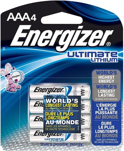 بطاريات إنرجايزر L92BP-4 Ultimate Lithium AAA، بطارية AAA الأطول عمرًا في العالم في الأجهزة عالية التقنية (4 عبوات) in Saudi Arabia