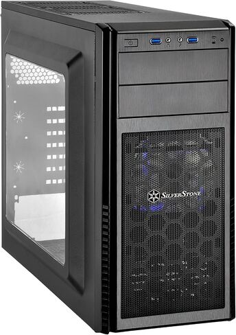 سيلفر ستون تكنولوجي صندوق كمبيوتر ميد تاور PS11B-W ATX، Micro-ATX مع لوحة نافذة جانبية PS11B-W-x in Saudi Arabia
