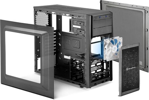 سيلفر ستون تكنولوجي صندوق كمبيوتر ميد تاور PS11B-W ATX، Micro-ATX مع لوحة نافذة جانبية PS11B-W-x in Saudi Arabia