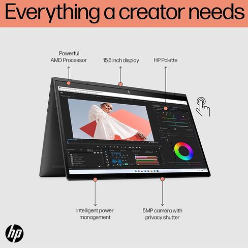 HP Envy x360 2-in-1 Laptop, 15.6“ Touchscreen FHD Display, AMD Ryzen 7 5825U Processor, 16GB RAM, 2TB SSD, HDMI, Stylus Pen, Wi-Fi 6, Windows 11 Home, Black in Kuwait