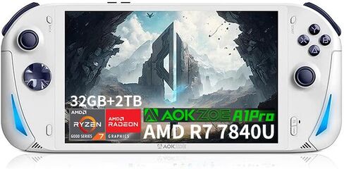 AOKZOE A1 Pro [وحدة المعالجة المركزية AMD R7 7840U-32GB+2 تيرابايت] 8 بوصات كمبيوتر Win 11 OS وحدة تحكم ألعاب فيديو صغيرة محمولة باليد كمبيوتر لوحي in Kuwait