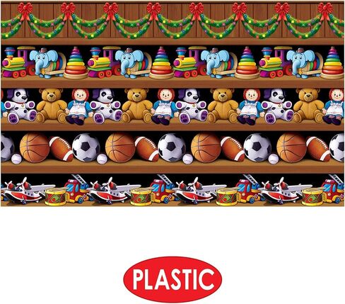 خلفية حائط لورشة عمل Beistle Santa، مقاس 4 × 30 بوصة - خلفية للصور، غطاء حائط سهل الالتصاق، ديكور للحفلات، زينة عيد الميلاد، خلفية عيد الميلاد، خلفيات للعطلات in Saudi Arabia