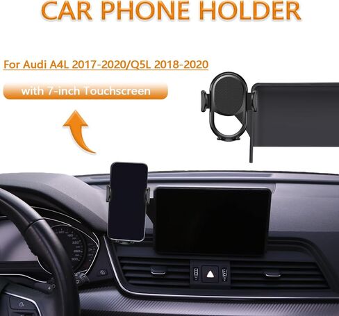 حامل هاتف السيارة Kiopsom مناسب لـ 2017-2019 Audi A4/2019-2020 Q5 ملحقات الهاتف بدون استخدام اليدين دوران 360 درجة (لمدة 7 بوصة) in Kuwait