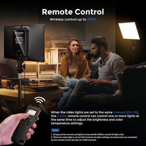 NEEWER 2 Packs 2.4G LED Panel Video Light Soft Lighting Kit, 12.9" Key Light with Stand/Remote/3200-5600K/CRI97+/Built in 7.4V 5200mAh Battery for Game YouTube Live Streaming Photography in Kuwait