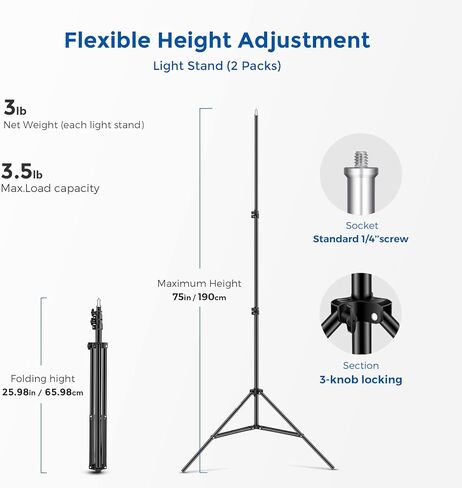 NEEWER 2 Packs 2.4G LED Panel Video Light Soft Lighting Kit, 12.9" Key Light with Stand/Remote/3200-5600K/CRI97+/Built in 7.4V 5200mAh Battery for Game YouTube Live Streaming Photography in Kuwait