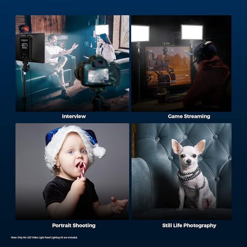 NEEWER 2 Packs 2.4G LED Panel Video Light Soft Lighting Kit, 12.9" Key Light with Stand/Remote/3200-5600K/CRI97+/Built in 7.4V 5200mAh Battery for Game YouTube Live Streaming Photography in Kuwait