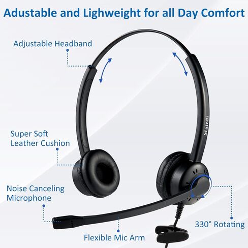 سماعة رأس MAIRDI USB مع ميكروفون للكمبيوتر الشخصي، سماعة كمبيوتر مع ميكروفون لإلغاء الضوضاء لفرق الكمبيوتر المحمول Zoom Skype Jabber Voip هاتف مكتب مركز الاتصال العمل عن بعد، التحكم في مستوى الصوت وكتم صوت الميكروفون in Kuwait